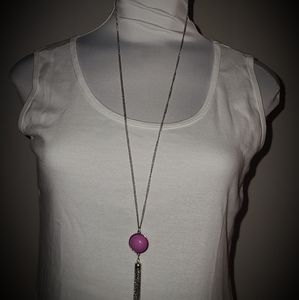 Silver & Purple Necklace & Earrings